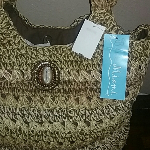 Blue Miami Straw Shoulder Bag - Picture 2 of 5